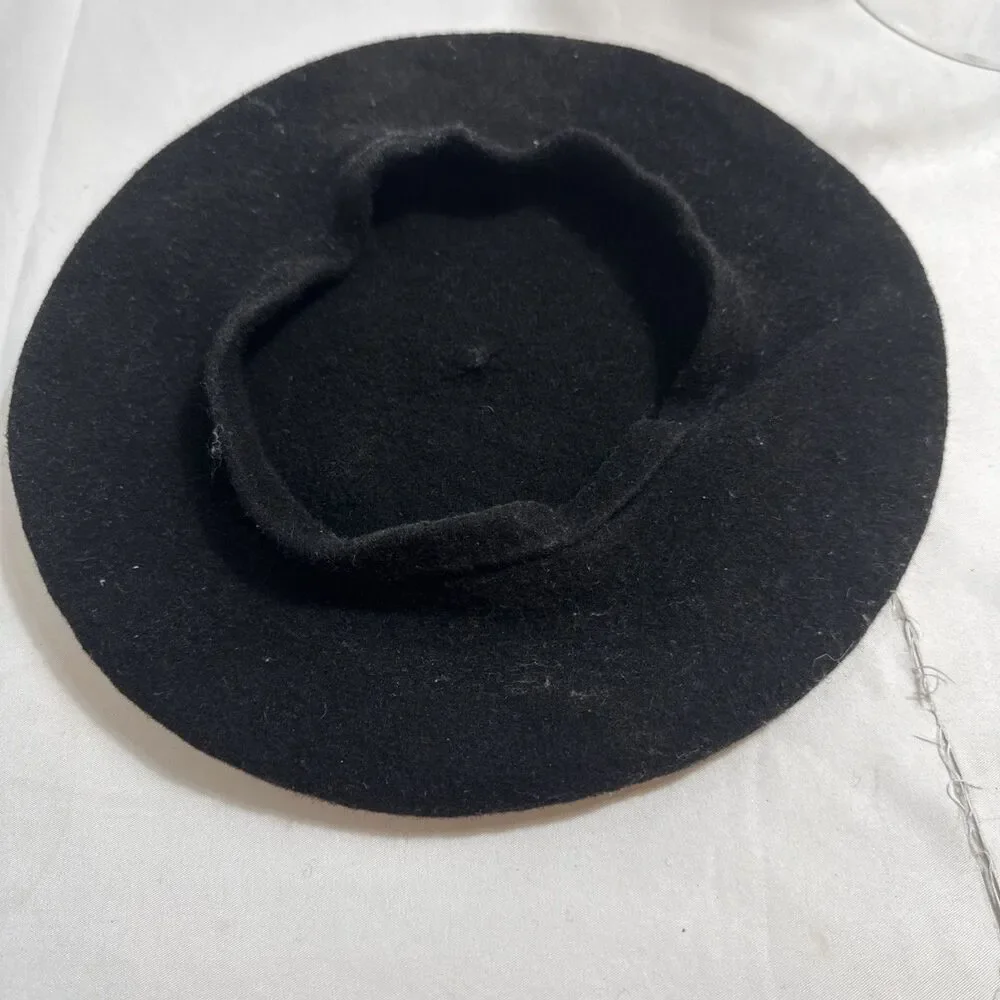 Vintage French Style Beret Women's Wool Hat Cap Size 6 3/4 Black